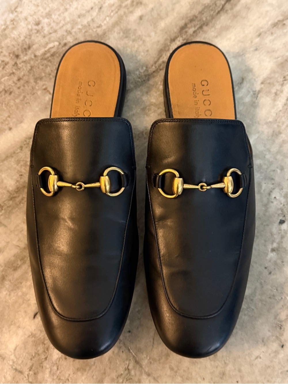 GUCCI PRINCETOWN Horsebit Leather Slide Loafer Black 7 / 7.5 $1100 Mule Jordaan